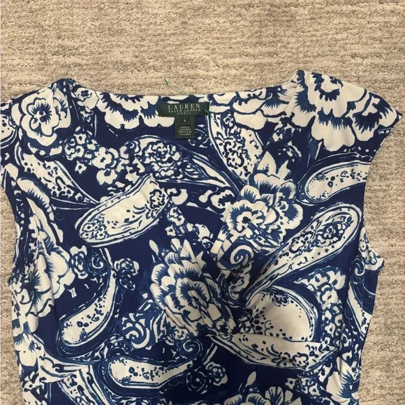 Lauren Ralph Lauren Blue and White Floral Paisley Dress size 8 NWOT - Picture 3 of 5